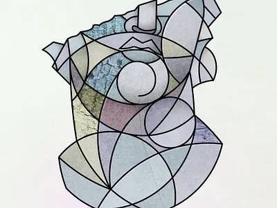 Geometric Collage | 02002A abstract collage geometric geometry greek head hellenistic illustration line lines man sculpture statue stone