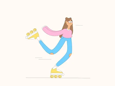 Roller Girl 2d adobeillustator art characterdesign color dailyui drawing flat girl illustration people vector