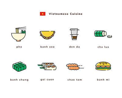 Icon set - Vietnamese cuisine cuisine design icon icon design icon set iconography icons iconset illustration photo vietnam vietnamese