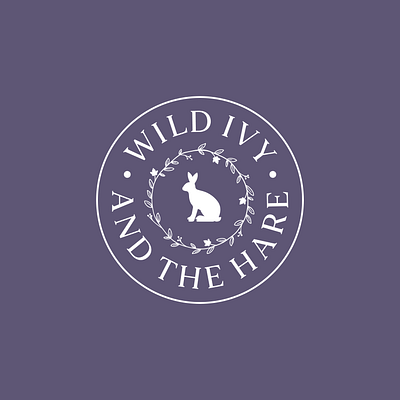 Wild Ivy and the Hare animal badge animal logo badge branding emblem floral logo hare hare logo identity ivy logo logo design purple logo rabbit logo rabbits wild ivy