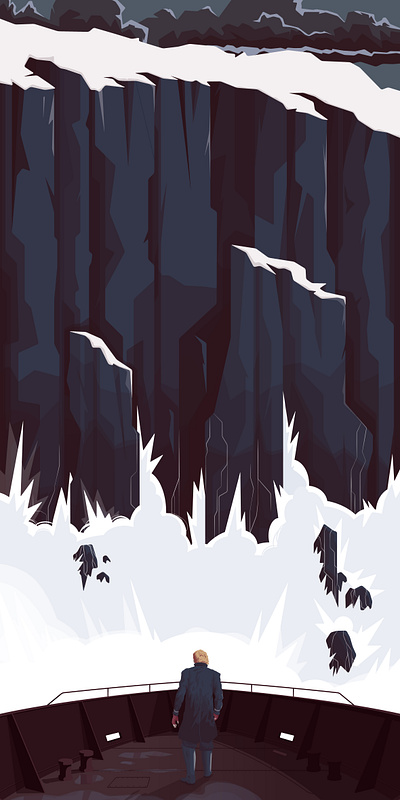 Steady 2 cliff flat illustration sailor sea ship storm vector wave