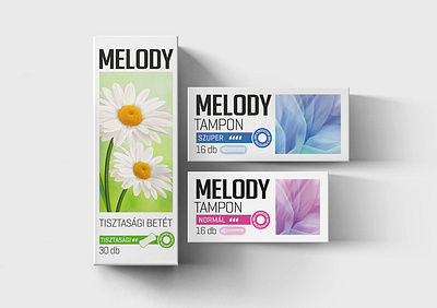 Packaging design - tampons, sanitery napkins csomagolasdesign csomagolastervezes melody packaging design packagingdesign sajatmarkas saniterynapkins tampon tamponcsomagolas tisztasagibetet