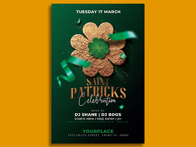 St Patricks Day Flyer Template club flyer event flyer template gold green invitation irish lucky party party flyer print psd psd template saint paddys saint patricks shamrock st patrick