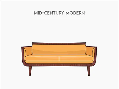 Mid-century modern sofa chair deck flat furniture sofa vector