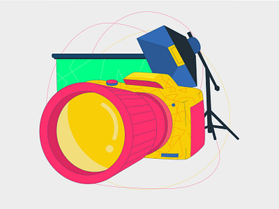 Camera, Illustration #2 adobeillustrator camera colorful cool design flat illustration illustrator lens minimal vector