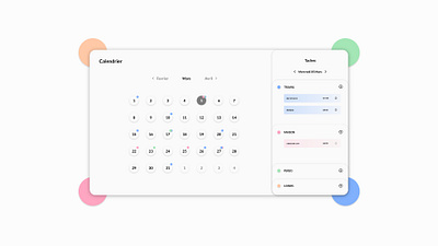 DailyUI - 038 / Calendar for home device 038 blue color color palette daily dailyui design green minimal orange pink ui white