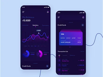 Finance App activities app app design application balance bank banking card credit cards design finance income mobile app outcome statistics summary typography ui ux