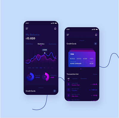 Finance App activities app app design application balance bank banking card credit cards design finance income mobile app outcome statistics summary typography ui ux