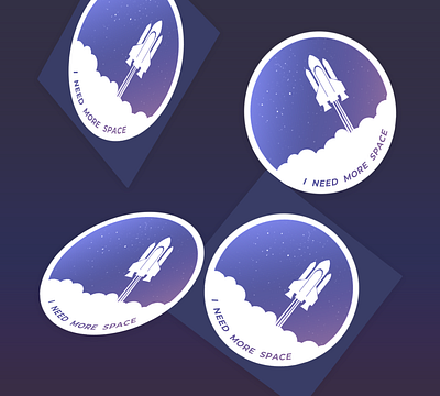 Need More Space holographic rocket ship space spaceship sticker sticker design stickermule