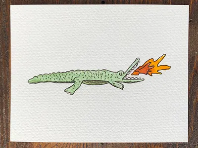 The fire-spitting croco 🔥🐊 aquarelle character design character illustration crocodile illustration smashdraw watercolor