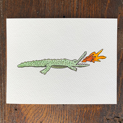 The fire-spitting croco 🔥🐊 aquarelle character design character illustration crocodile illustration smashdraw watercolor