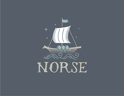 Norse Ship design illustration logo