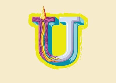 36 Days of Type -- U for Unicorn animal alphabet branding drawing horse illustration letter u logo logos type typography unicorn vector