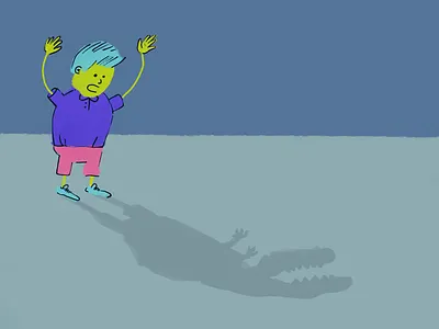 Dinosaur shadow children illustration dinosaur kid roar shadow