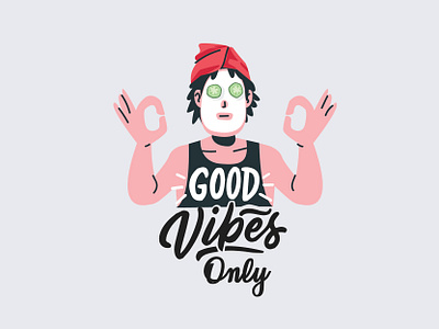 Good vibes only 2d character design facial flat good human illustration manager people spa teamwork vector vibes workspace