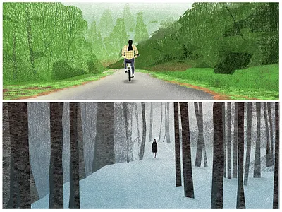 Little forest 002 forest illustration print tree walking winter