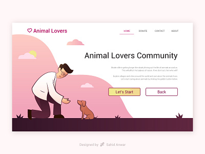 Animal Lovers Landing Page app design illustration illustrator ui ux vector web web design website