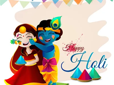 Radha krishna playing holi