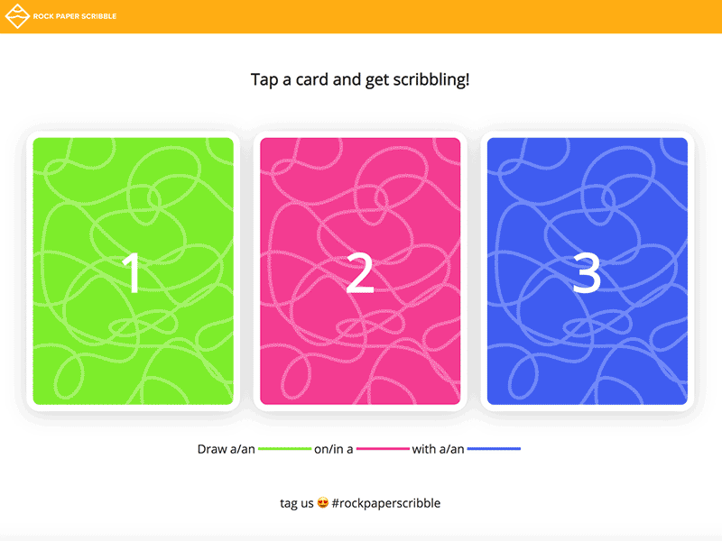 Rock Paper Scribble application creative block doodle drawing free paper prompt rock scribble website