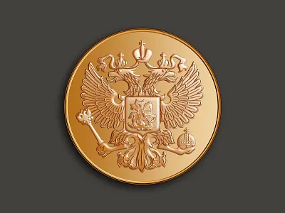 Russian Coat of Arms black coat of arms coin crown double headed dragon eagle emblem golden heraldic horse national power ribbon rider russian scepter shield silver spear