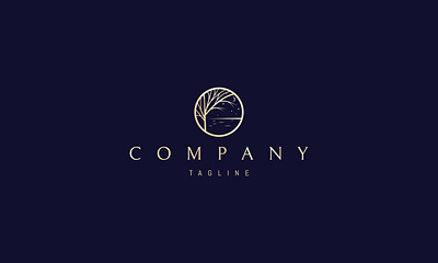 Tree Lake Golden brand branding design illustration logo nature tree umuarus vector