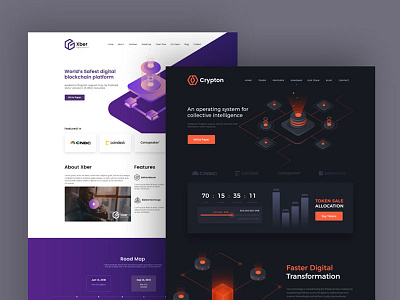 Crypton ICO Landing Pages blockchain creative design cryptocurrency design illustration isometric design templates ui ui ux web design website