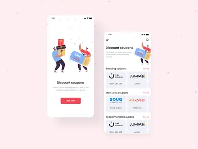 Coupons App app coupon design ui ux xd