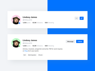 User Profile – UI Component app design interface ui user profile ux web