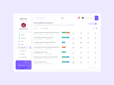 Spendo App Dashboard dashboad dashboard app dashboard design dashboard ui design inbox message messaging purple webdesign