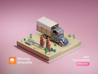 Every Last Drop 3d 3d art blender blender3d clay render desert diorama gas gas station illustration isometric isometric design isometric illustration low poly oasis pastel toy toy design toys truck