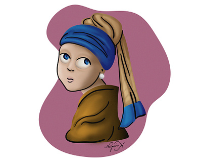 Smooshy Girl with a pearl earing cute design digital art digital illustration draw illustration portrait sketch smooshy