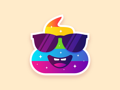 Poop bright like a diamond 🌈💩 character cool diamond emoji flat gradient holo illustration minimal poop print rainbow shine shit smiley sticker sticker design stickermule stickers