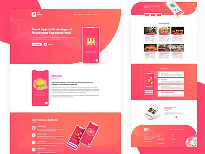 Foodie Modern App Landing Page app landing page app landing template app ui creative design illustration landingpage modern restaurant ui uidesign ux uxdesign web template website template