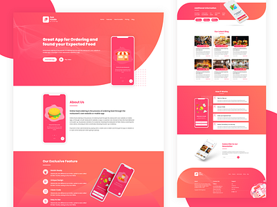 Foodie Modern App Landing Page app landing page app landing template app ui creative design illustration landingpage modern restaurant ui uidesign ux uxdesign web template website template