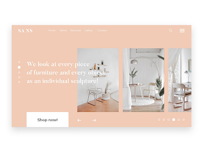 Hero page concept for furniture store design flat minimal ui ux web web design