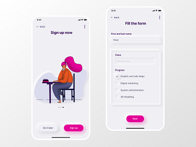 Neumorphism in user interfaces class dailyui form illustraion mobile app neumorph neumorphic neumorphism product design product illustration school signup uidesign