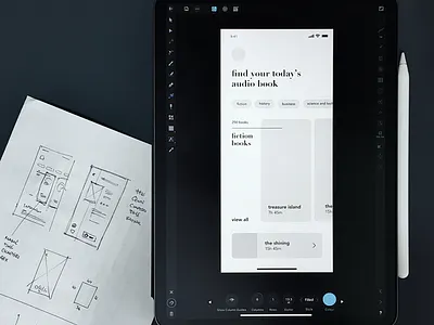 Audio Books iOS wireframes affinity designer affinitydesigner concept ios ipad ipadpro mobile ui ui ux uidesign wireframe wireframes