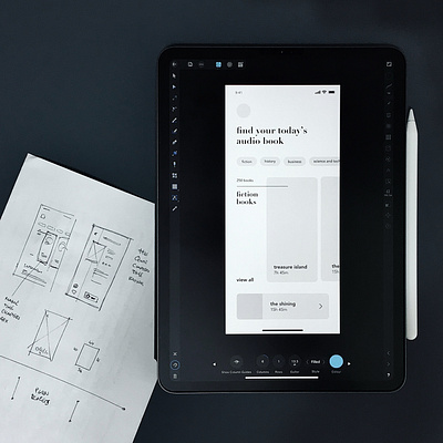 Audio Books iOS wireframes affinity designer affinitydesigner concept ios ipad ipadpro mobile ui ui ux uidesign wireframe wireframes