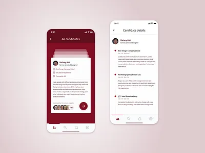R+R : Recruiter view app candidate career cv design hunt job mobile phone product recruit resume review search ui ux