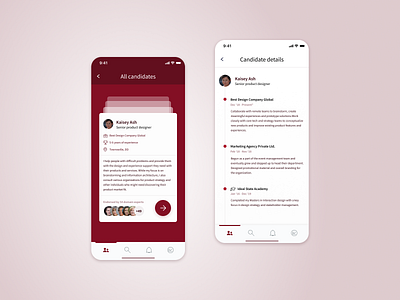 R+R : Recruiter view app candidate career cv design hunt job mobile phone product recruit resume review search ui ux