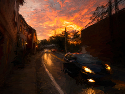 Dreaming along the Way art design digital environment art impressionistic painting sunset