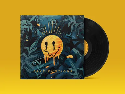Fake Emotions album album art album artwork album cover design art cartoon cartoon illustration design digitalart illustration procreate texture