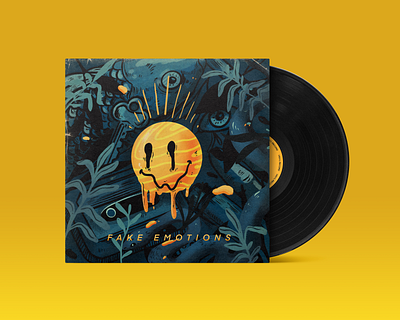 Fake Emotions album album art album artwork album cover design art cartoon cartoon illustration design digitalart illustration procreate texture