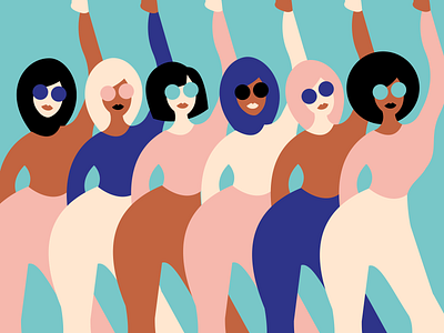 Okay ladies, now let's get in formation adobe illustrator amazons dancing ensemble femmes fighting graphic design graphism illustration international womens day ladies minimalism woman illustration