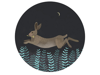 Luna creciente blacksky creciente hare illustration ilustracion liebre luna lunacreciente night noche photoshop plantas plants