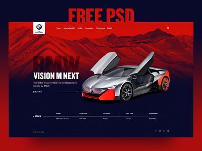 Car Landing Page Free PSD bmw bmw vision m next car home page car landing page creative creative home page design dribbble free free download free psd free website free website design homepage homepage design inspiration landing page ui ux design website website design