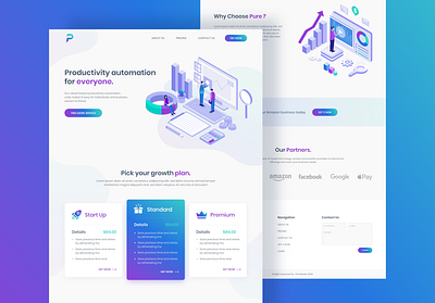 Pure Leads | Business management app landing page 2020 cms illustration software company ui uiux ux webdesign