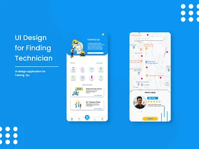 Tukang Qu Finding Technician App app app ui ux design illustration mobile app mobile app design mobile design mobile ui technician typography ui ux