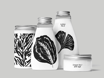 Plant Leaves Illustrations #02 blackandwhite branding cosmetics cream design hand drawn illustration jungle leaf leaves object packaging pattern plant plants student vector