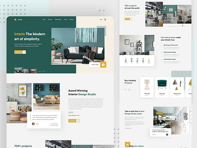 Interio | Interior landing page design agency creative design furniture store furniture website green home decor homepage design inspiration interior design interior template landing page landingpage minimal product page shop trend 2020 uidesign ux web design website